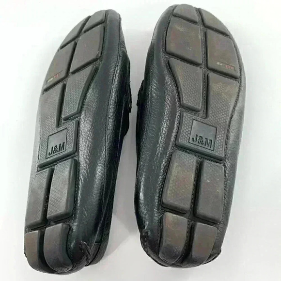 J&M flex Johnston & Murphy loafers size 10 black leather horsebit driving - Picture 7 of 13